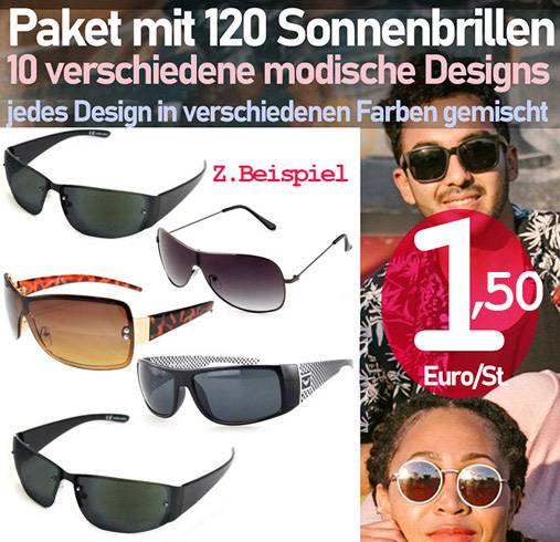 Paket mit 120 Sonnenbrillen Nr. SSV002